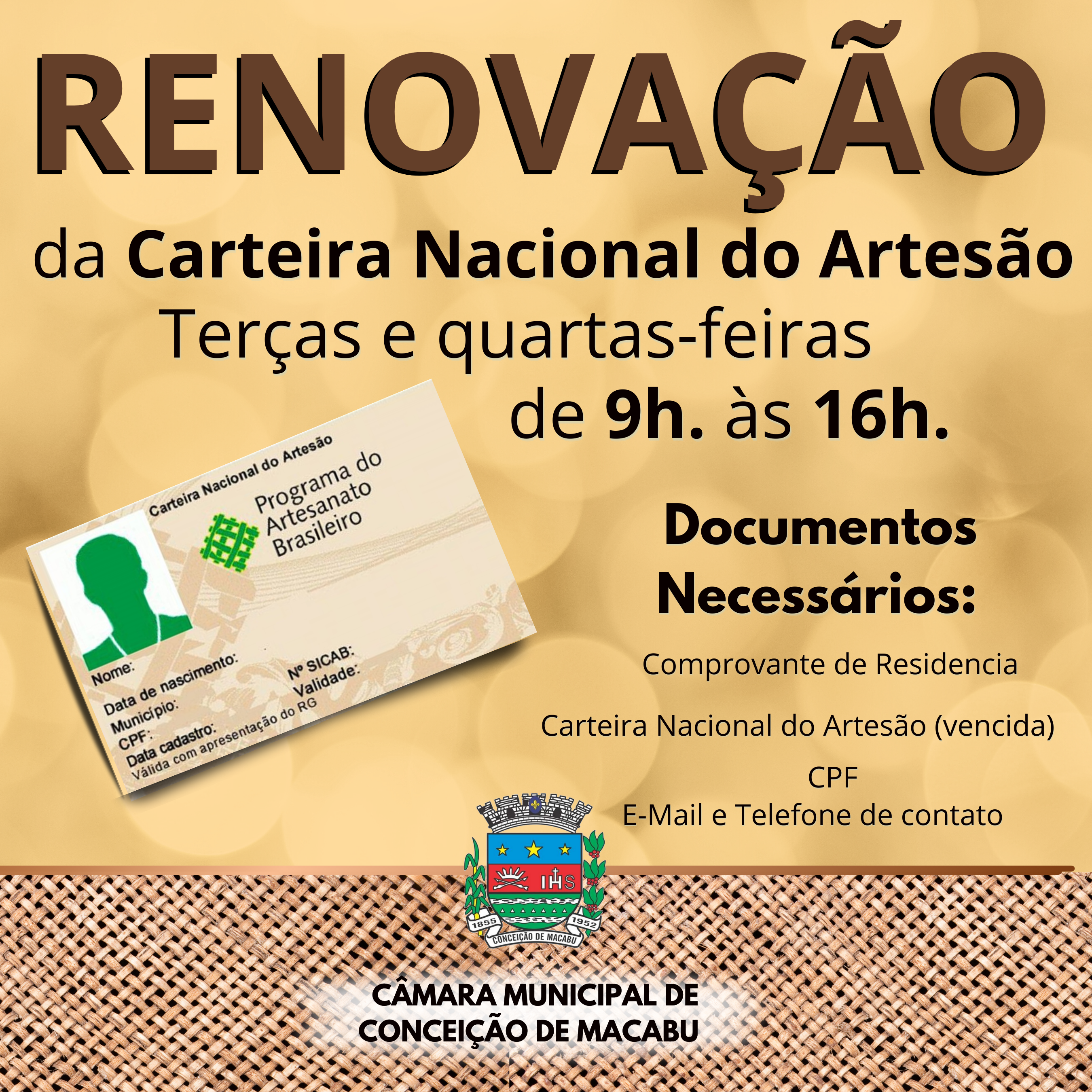 ATENÇÃO ARTESÃO DE CONCEIÇÃO DE MACABU!