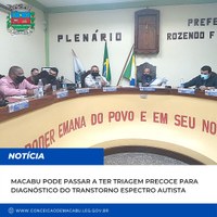 Macabu pode passar a ter Triagem Precoce para diagnóstico do Transtorno do Espectro Autista