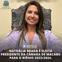 NATHÁLIA BRAGA É ELEITA PRESIDENTE DA CÂMARA DE MACABU PARA O BIÊNIO 2023/2024.