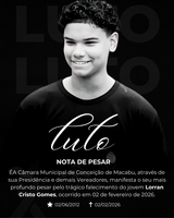 CÂMARA DE CONCEIÇÃO DE MACABU DECRETA LUTO OFICIAL DE TRÊS DIAS PELO FALECIMENTO DE LORRAN CRISTO GOMES