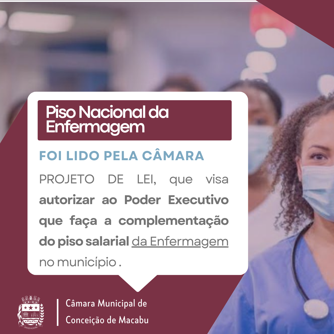 PISO NACIONAL DA ENFERMAGEM: PLO 43/2023 LIDO PELA CÂMARA