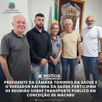 PRESIDENTE DA CÂMARA TONINHO DA SAÚDE E O VEREADOR RAFINHA DA SAÚDE PARTICIPAM DE REUNIÃO SOBRE TRANSPORTE PÚBLICO EM CONCEIÇÃO DE MACABU