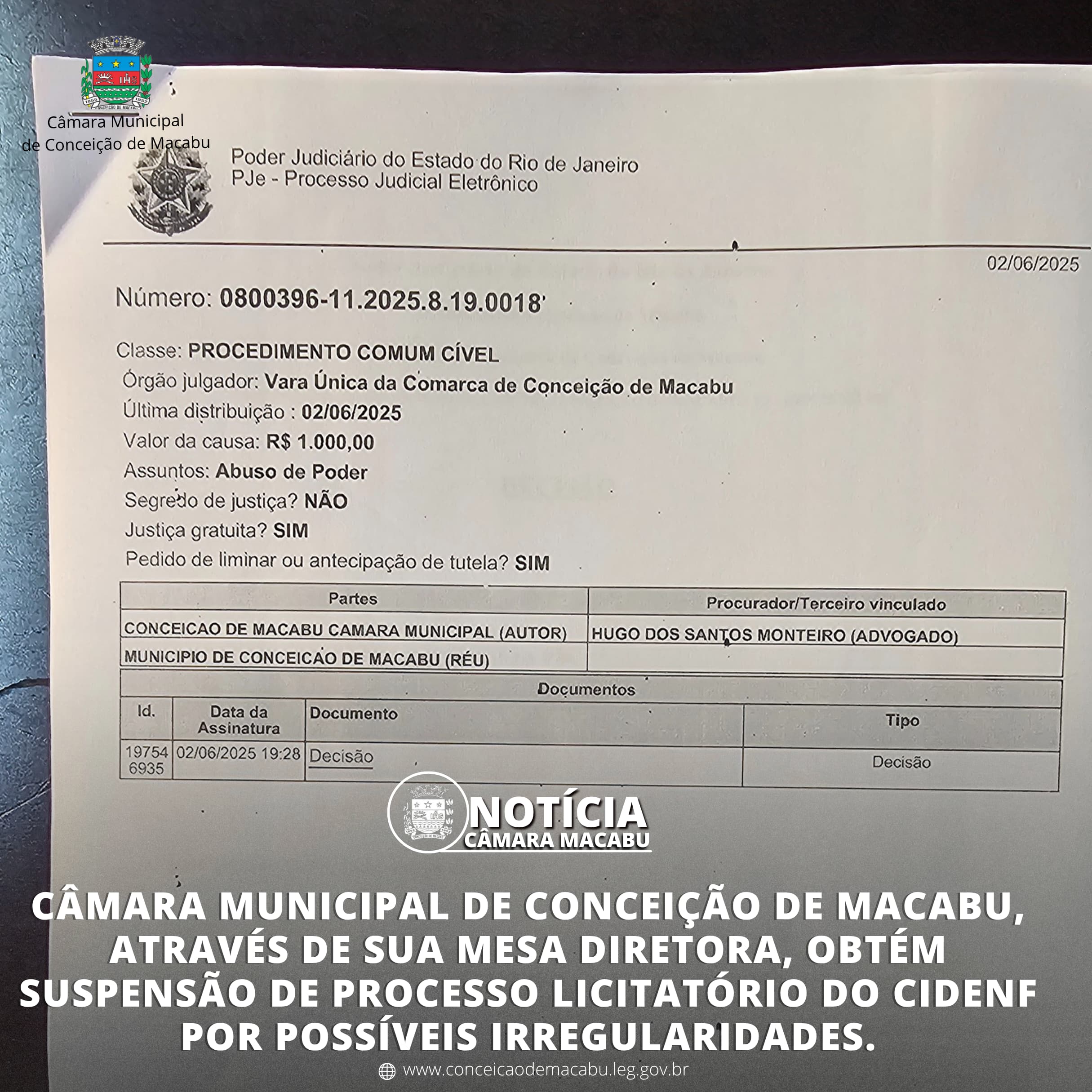 SUSPENSÃO DO PROCEDIMENTO LICITATÓRIO DO CONSÓRCIO INTERMUNICIPAL CIDENF